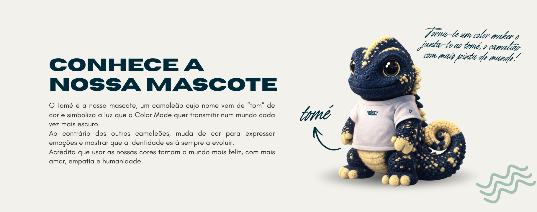 Conhece a nossa mascote — Tomé, o camaleão da Color Made